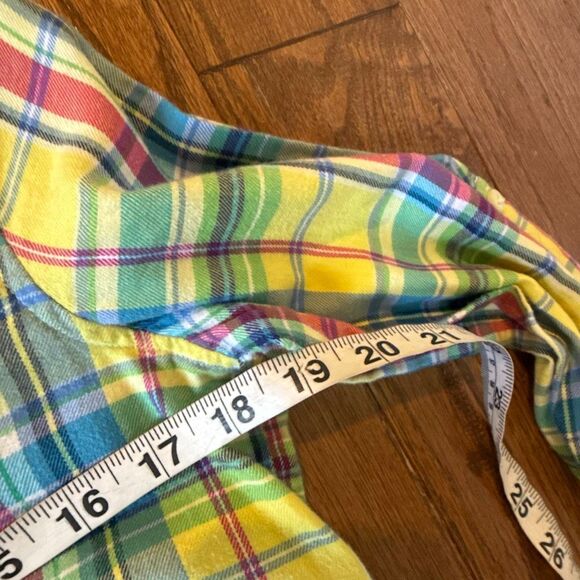 Ralph Lauren yellow plaid ruffle neck button down girls 16 - Picture 6 of 8